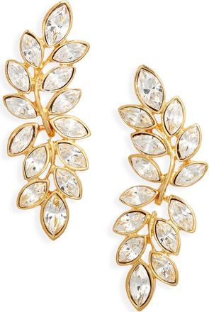 Kenneth Jay Lane Crystal Leaf Earrings in Gold at Nordstrom