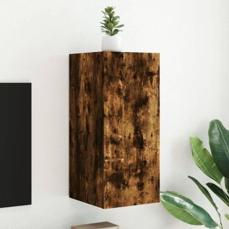 vidaXL Vidaxl - Mueble De Tv De Pared Con Luces Led Roble Ahumado 30,5x35x70 Cm