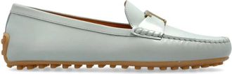 Tod's Grijze platte schoenen met goudkleurige hardware - Dames - Loafers - Grijs - 39 1/2 EU - Schoenen