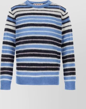 Marni crew neck mohair blend sweater with embroidery