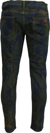 Dolce & Gabbana Mens Blue Green Skinny Cotton Denim Jeans Clothing