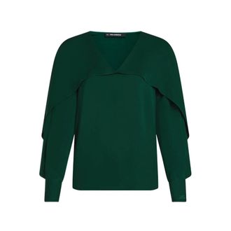 Karl Lagerfeld V-neck flounce blouse - female - Karl Lagerfeld - Blouses - Green - XS - Blouses & Shirts