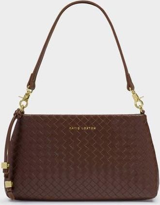 Katie Loxton Nova Small Shoulder Bag in Dark Chocolate Woven at Nordstrom