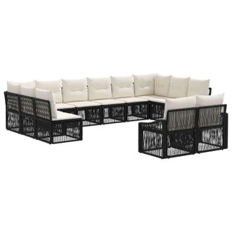 vidaXL Conjunto De Sof&aacute;s De Jard&iacute;n 12 Pcs Negro Rat&aacute;n Sint&eacute;tico Vidaxl
