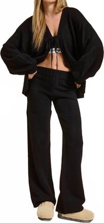 Mimosa Minerva Cozy Tie Knit Cardigan Pant Set In Black