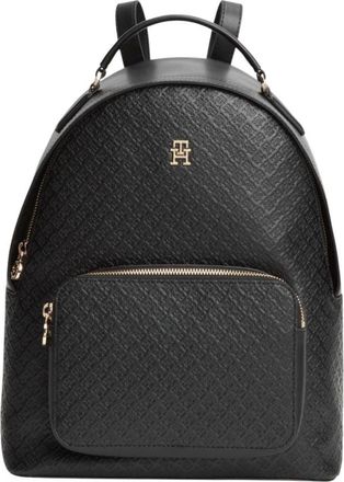 Tommy Jeans Backpacks, female, Black, Size: ONE SIZE TH Monogram Debossed Dome Backpack