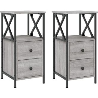 vidaXL Mesitas Noche 2 Uds Madera Ingenier&iacute;a Gris Sonoma 34x35,5x70 Cm Vidaxl