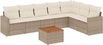 vidaXL Vidaxl - Juego De Sof&aacute;s De Jard&iacute;n Con Cojines Beige 8 Pzas Rat&aacute;n Pe