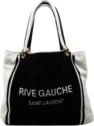 Saint Laurent Pre-owned Tote Bags, female, Black, Size: ONE SIZE Pre-owned Cotton Tote