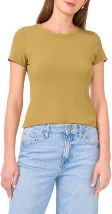 Halogen Rib Knit Jersey T-Shirt in Green Moss at Nordstrom Rack, Size X-Small