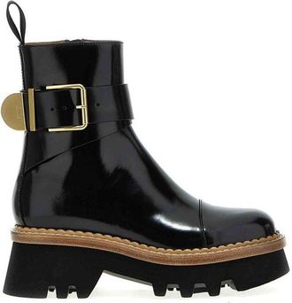 Chlo&eacute; Black Calfskin Ankle Womens Boots