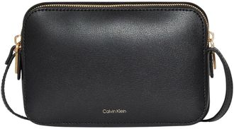 Calvin Klein Womens FOIL LOGO ELONGATED CAMERA BAG LV04F3276G Crossover, Black (Black/Toasted Coconut), One Size
