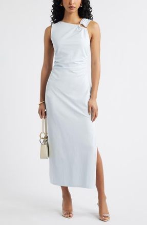 Open Edit Asymmetric Neck Midi Dress in Blue Breeze at Nordstrom, Size Xx-Small