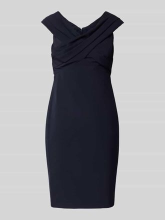 Lauren Ralph Lauren Cocktailkleid mit V-Ausschnitt Modell IRENE in Dunkelblau, Gr&ouml;&szlig;e 34