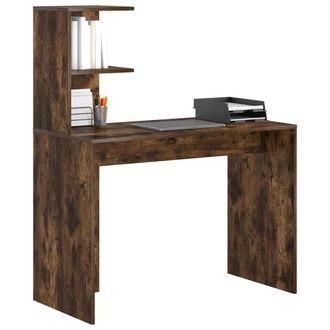 Berkfield Home Smoked Oak Writing Desk Smoked Oak Engineered wood Medium Storage in Brown