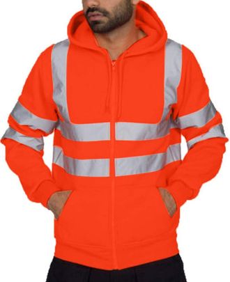 Generic Mens Safety Jacket Hooded Hi-Vis Jacket Softshell Jacket Work Jacket Winter Jacket with Reflective Stripes Softshell Jacket Work Jacket Protective Jac