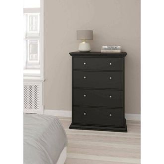 Dmora Cajonera Arlette, C&oacute;moda Multiusos, C&oacute;moda De Dormitorio, Gabinete Con Cajones, 86x52 H116 Cm, Negro - Dmora