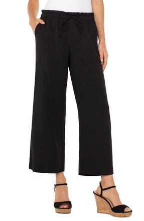 Liverpool L.A. Tie Waist Ankle Wide Leg Pants in Black at Nordstrom, Size Small