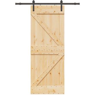 vidaXL Puerta Corredera Con Herrajes Madera Maciza De Pino 80x210 Cm Vidaxl