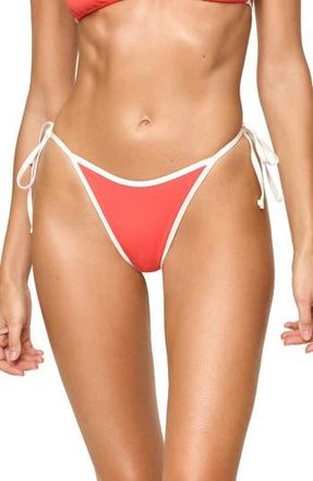 L*Space Levy Bitsy String Bikini Bottoms in Grapefruit/Cream at Nordstrom Rack, Size Medium