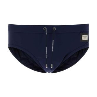 Dolce & Gabbana Beachwear, male, Blue, Size: XL Stretch Nylon Swimming Brief