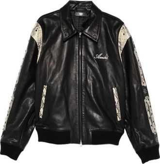 Amiri Snakeskin-print Embellished Jacket