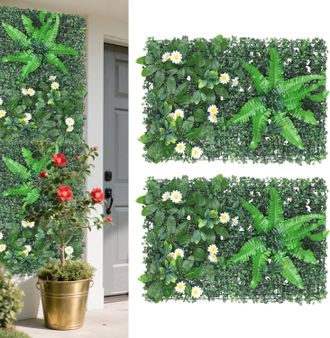 Gabrielle Pared Verde Artificial De 2 Piezas, Paneles De Plantas Artificiales Ultrarrealistas De 60x40 Cm, Pared Verde Artificial Para Interiores Y Exteriores, 