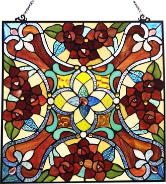 Chloe Lighting NOELLE Victorian Tiffany-glass Window Panel 20 Wide