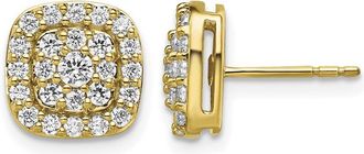 Diamond2Deal 14k Gold 0.88 ct Lab Grown Diamond Squared Halo Stud Earrings VS Clarity, G-H Color