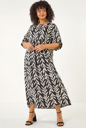 Roman Leaf Print Woven Dress