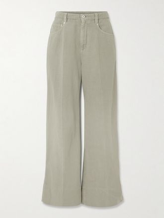 Brunello Cucinelli Jeans A Gamba Larga E Vita Alta - Verde