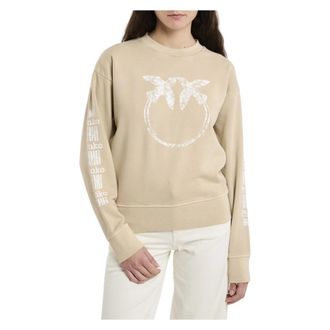 Pinko Mindelo Maglia - Dames - Sweatshirts - Beige - S - Katoen - Hoodies & sweatvesten