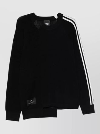 Yohji Yamamoto logo cotton sweatshirt three stripe sleeves