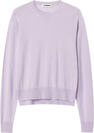 Jil Sander crew-neck fine-knit jumper - women - Cashmere/Virgin Wool/Silk - 38 - Purple