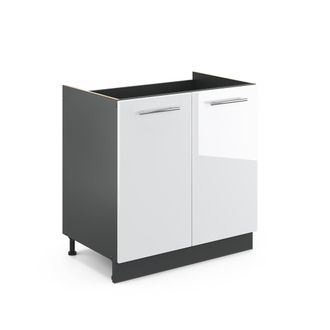 Vicco Armario Bajo Para Fregadero Fame-line, Blanco Alto Brillo, 80 Cm Sin Encimera Vicco