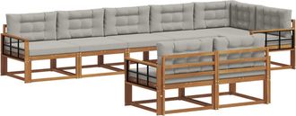 vidaXL Conjunto De Sof&aacute;s De Exterior 8 Uds. Natural Y Gris Claro Vidaxl