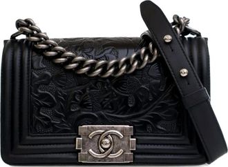 Chanel 2014 kleine Cordoba Boy Flap crossbodytas van kalfsleer met reli&euml;f - Zwart