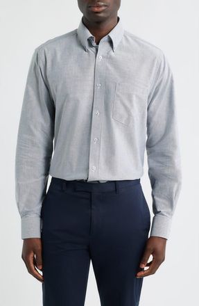 Eagle Regular Fit Solid Cotton Button-Down Oxford Shirt in Black at Nordstrom, Size 15.5 - 34