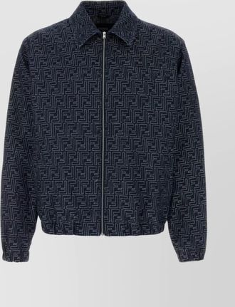 Fendi embroidered denim bomber with elastic cuffs