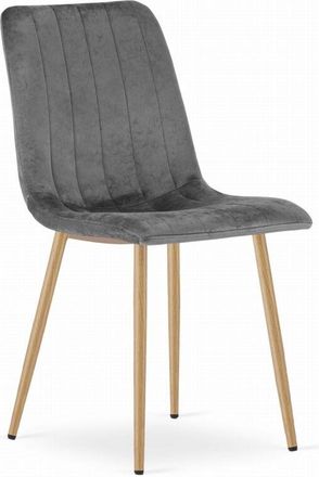 OEM Silla Lava - Terciopelo Gris Oscuro / Patas Color Madera X 1
