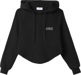 Ga&euml;lle Paris Zwarte Ronde Hoodie Voorlogo - Dames - Hoodies - Zwart - M - Katoen - Hoodies & sweatvesten