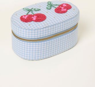Fat Face FatFace Blue Beaded Cherry Gingham Jewellery Box