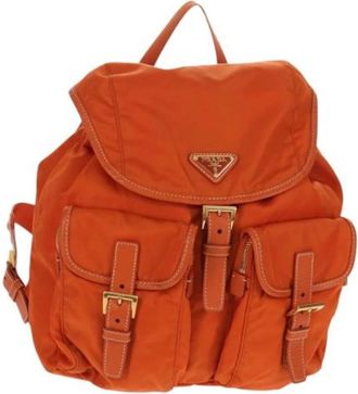 Prada Pre-owned Backpacks, female, Orange, Size: ONE SIZE Pre-owned Nylon Backpack