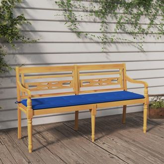 vidaXL Banco Batavia Con Coj&iacute;n Azul Real Madera Maciza De Teca 150 Cm Vidaxl