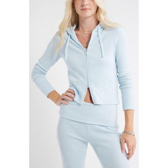 BP. Hacci Rib Zip Hoodie in Blue Skyride at Nordstrom Rack, Size X-Large