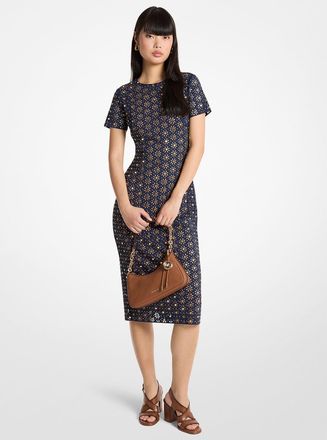 Michael Kors Laser Cut Mirror Scuba Midi Dress