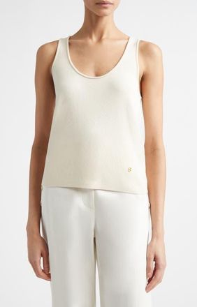 St. John Silk & Cotton Sweater Tank in Ecru at Nordstrom, Size X-Small