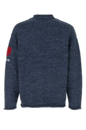 Polo Ralph Lauren Mens Melange Blue Cotton Oversize Sweater Bluemarl Exterior: Maglieria