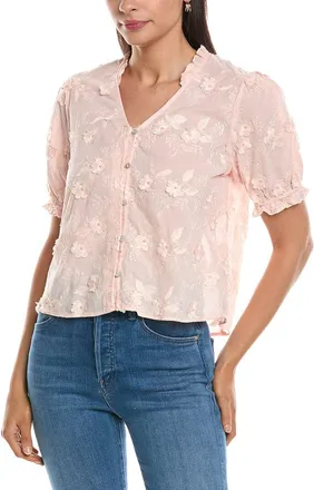 Nanette Lepore Embroidered Floral Applique Blouse