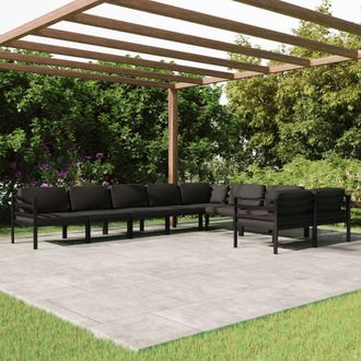 vidaXL Set Muebles De Jard&iacute;n 9 Pzas Y Cojines Aluminio Gris Antracita Vidaxl